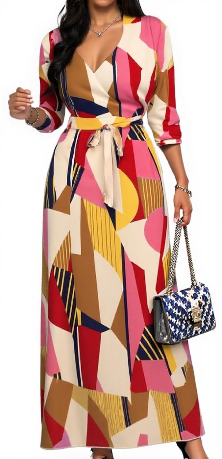 Maxi Dresses for Women Long Dress Casual V-Neck Loose Prom Dresses All Seasons