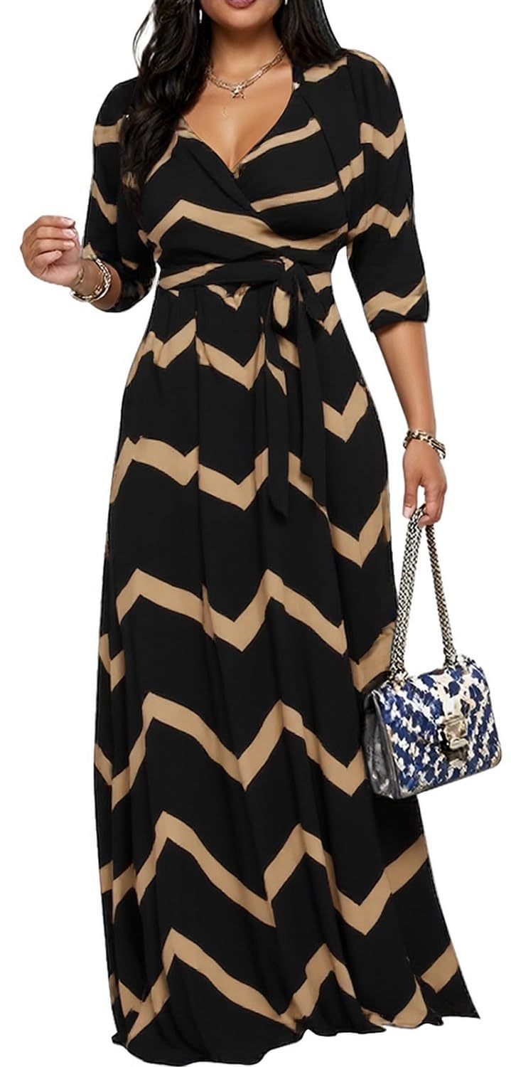 Maxi Dresses for Women Long Dress Casual V-Neck Loose Prom Dresses All Seasons