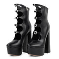 FancyQueen Platform Boots for Women, Chunky Platform Heels Goth Boots, Side Zipper Block Heels