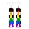 LGBTQIA+ Wooden Moon Phase Earrings, Pride Flag Dangle Earrings for LGBTQ Community, Rainbow Jewelry Gift for Gay, Lesbian, and All Identities