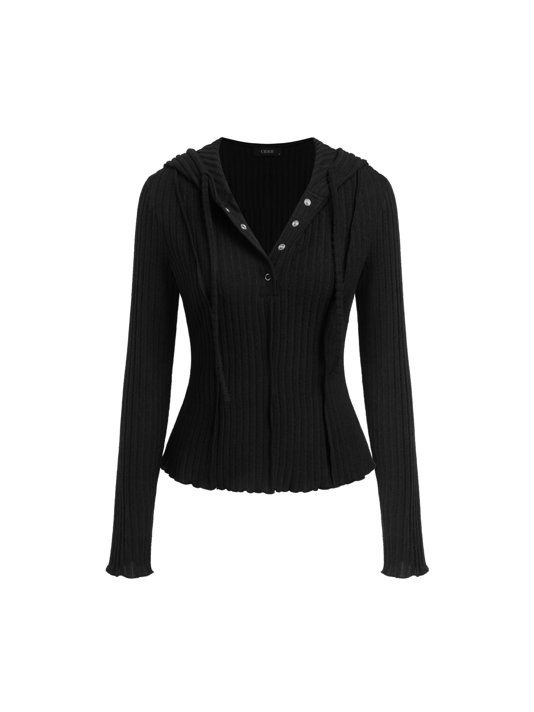 CIDER Women's Knit Hoodie Long Sleeve Crop Sweater Button Down Pullover Ribbed Y2K Going Out Casual Fall Fashion Clothing