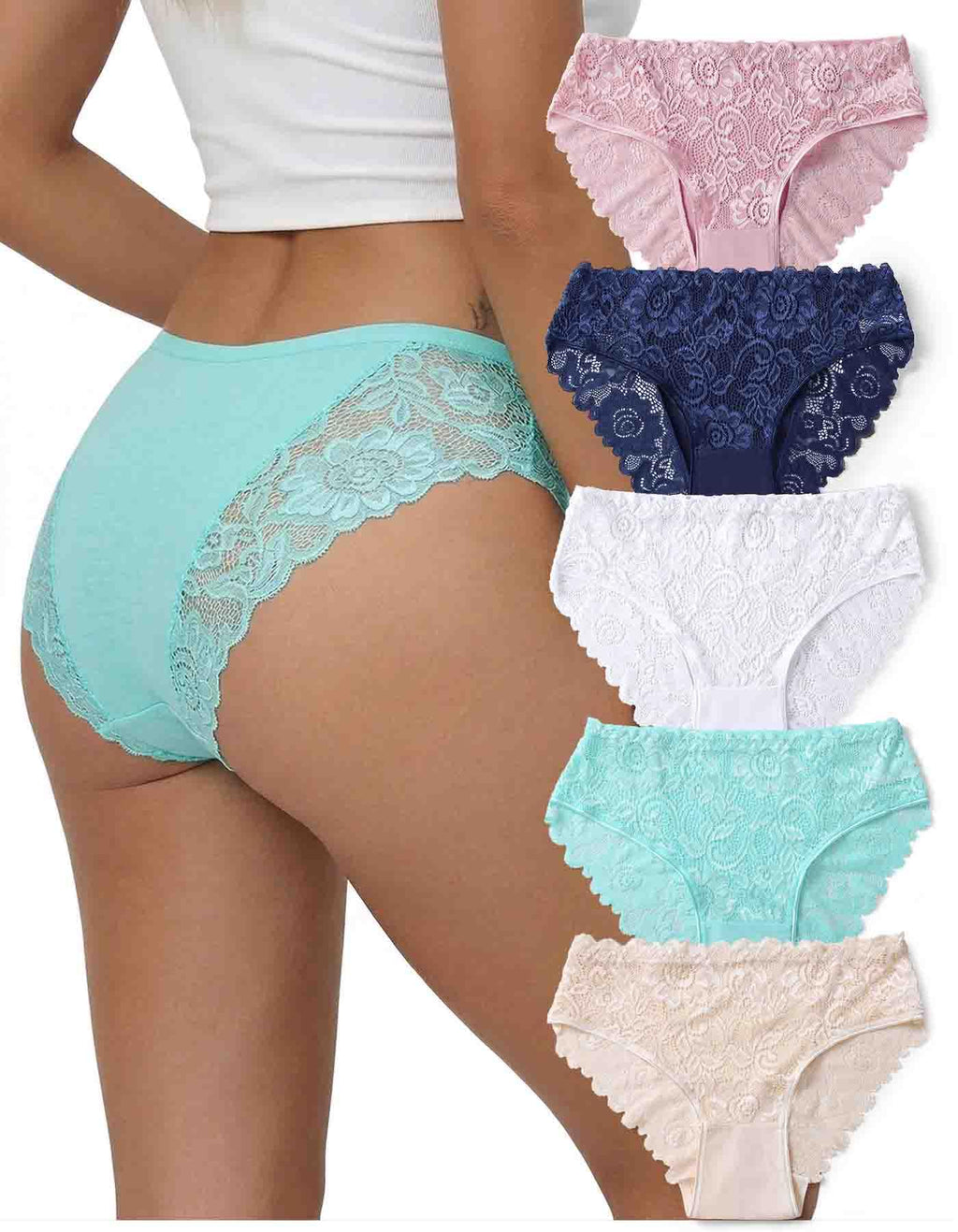 everyjoys Sexy Underwear Lace Panties for Women Bikini Underwear Hipster Underpants Lace Soft Breathe Briefs Multipack 5-Pack