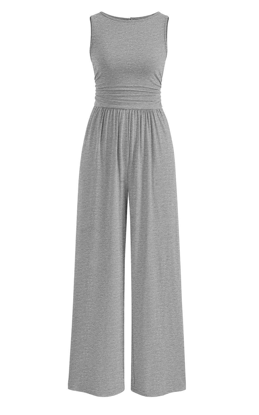 PRETTYGARDEN One Piece Jumpsuits for Women Dressy Casual Sleeveless Crewneck Wide Leg Rompers Jumpers Vacation Summer Outfits