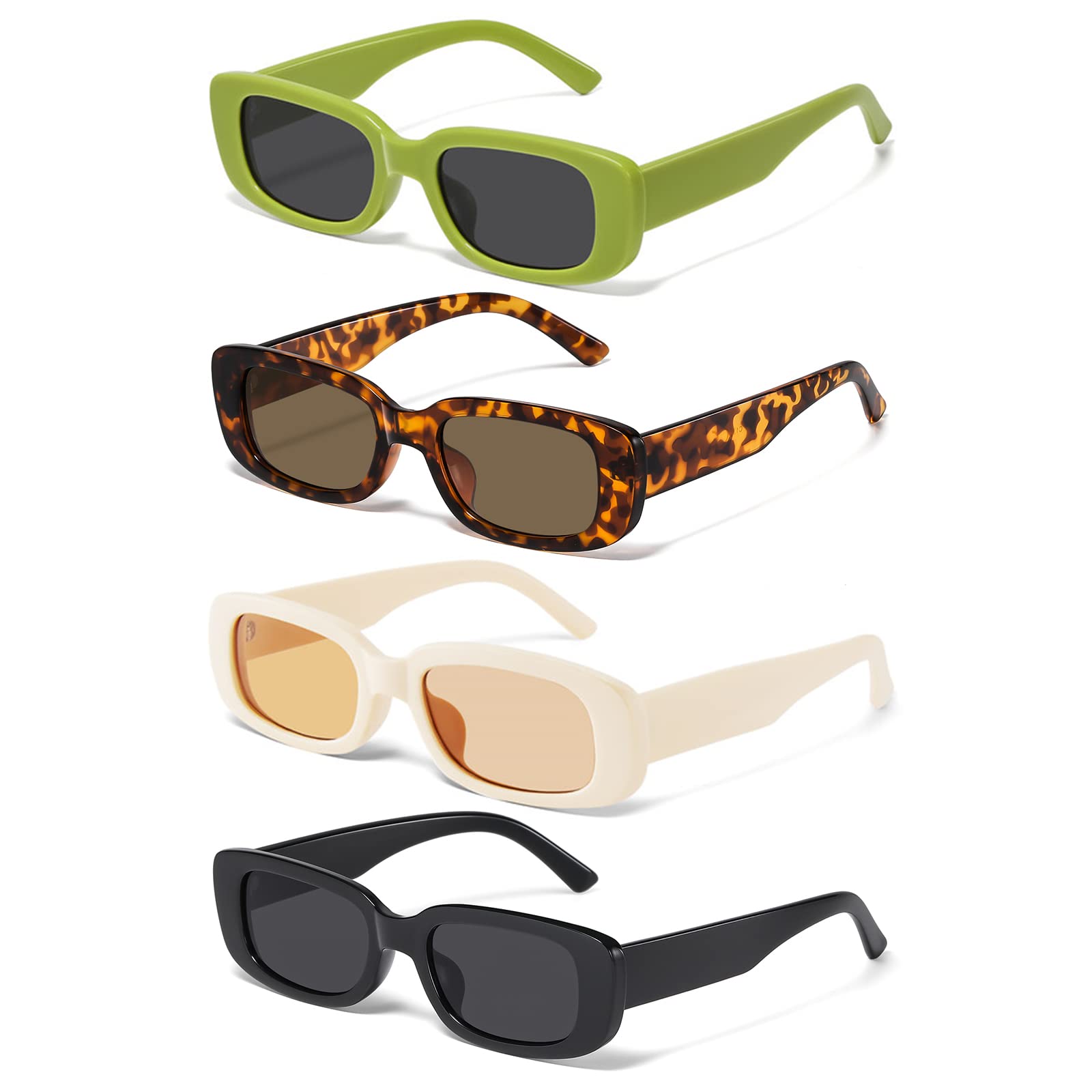 JASPIN Rectangle Sunglasses for Women Men Trendy Y2k Retro 90s Sun Glasses UV Protection Cool Square Frame