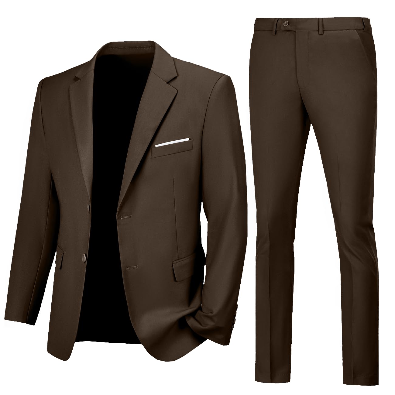 Lynerun Mens 2 Piece Slim Fit Suit Two Button Formal Solid Suit Jacket Pants Set Wedding Work Prom Tuxedo Men