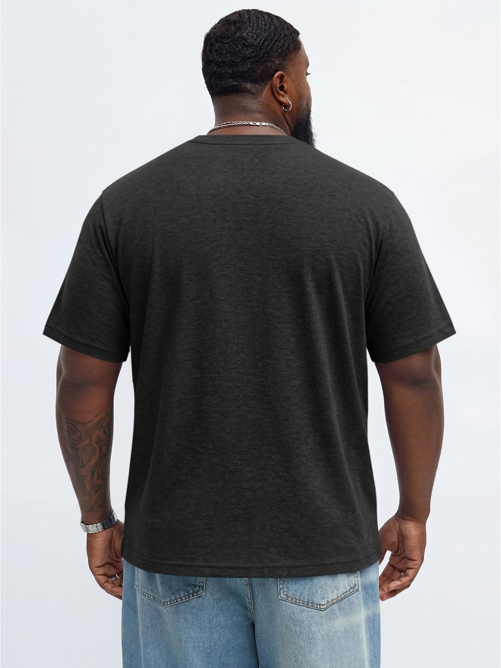 Runcati Mens Big and Tall Shirts Short Sleeve Crew Neck Casual T-Shirt Summer Longline Hipster Tee Shirts