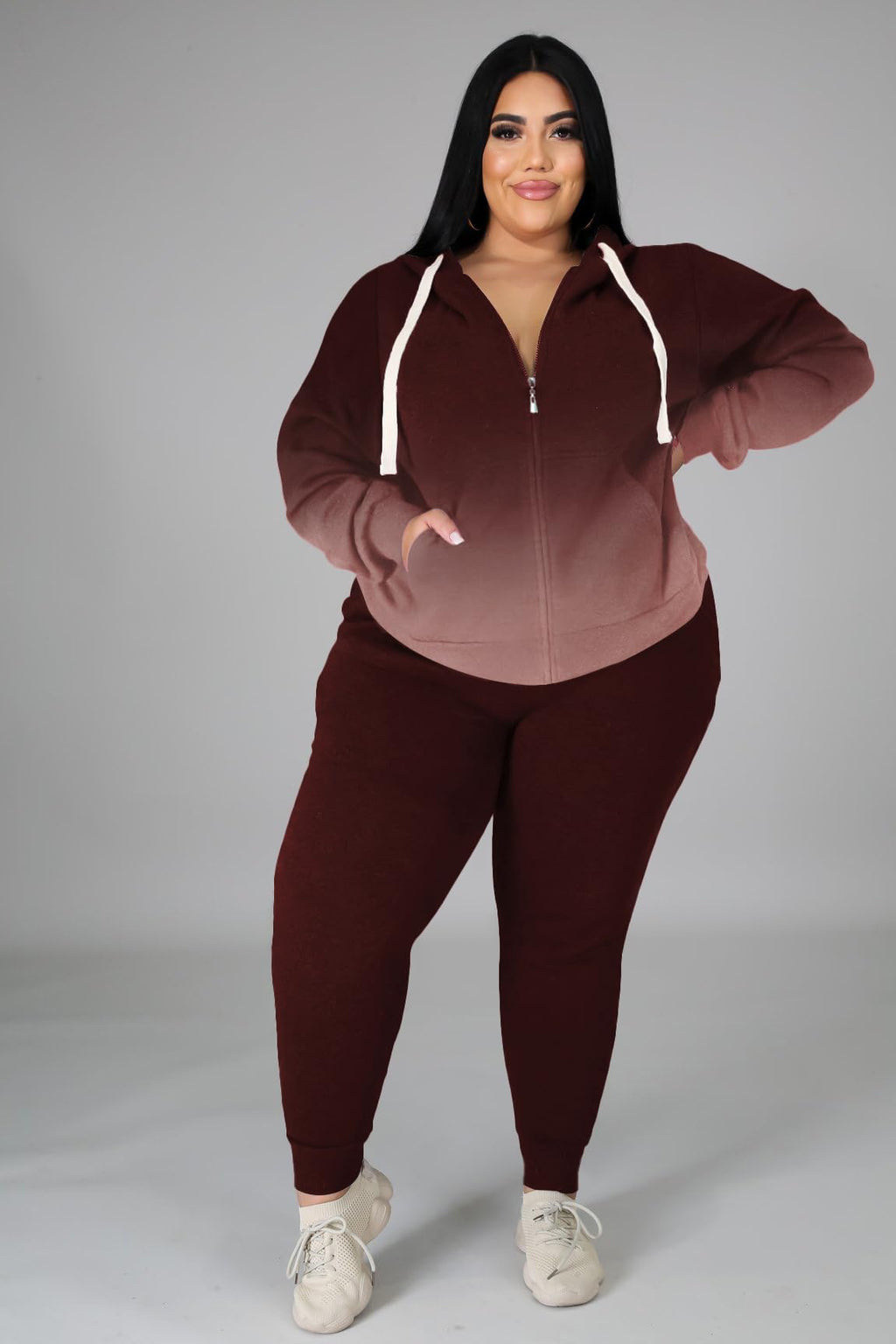 YeGine Womens Plus Size Two Piece Outfits Sweatsuits Casual Long Sleeve Set With Pockets