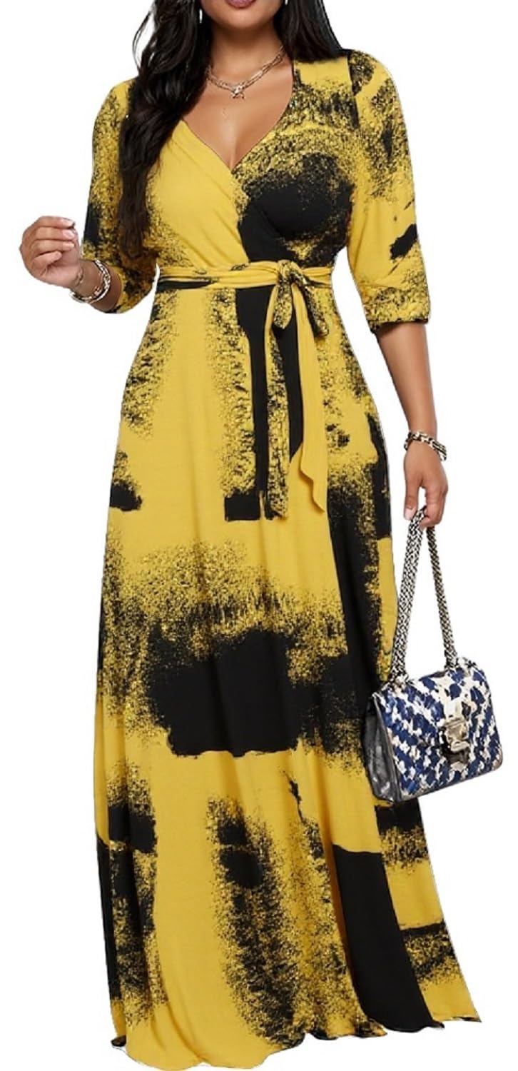 Maxi Dresses for Women Long Dress Casual V-Neck Loose Prom Dresses All Seasons