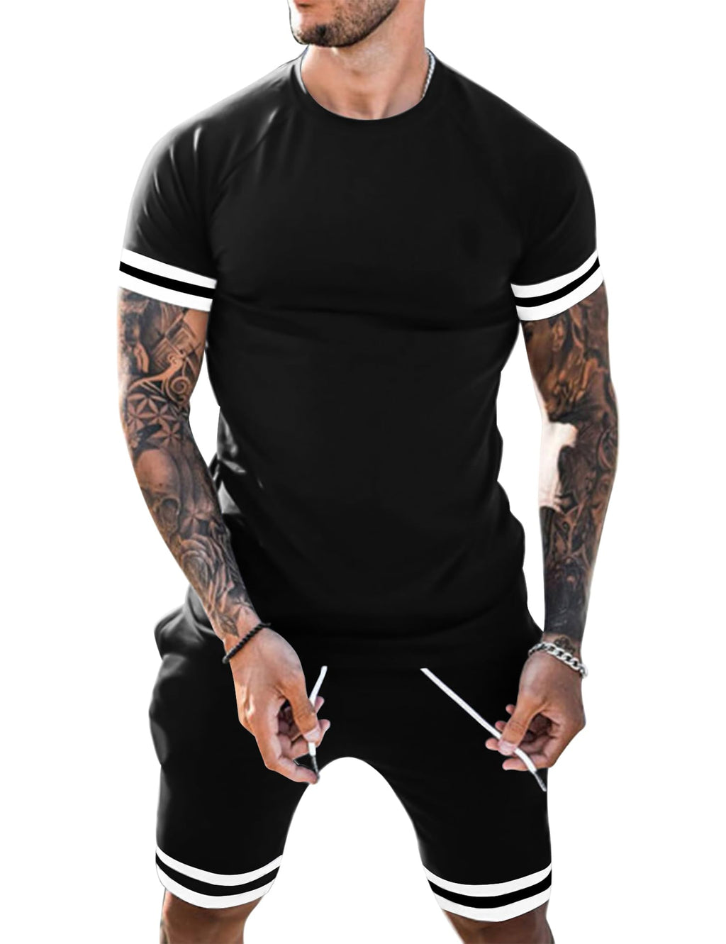 Babioboa Mens Short Sets 2 Piece Outfits Fashion Summer Tracksuit Casual Shirt Shorts Slim Fit Athletic Sports Sweatsuit