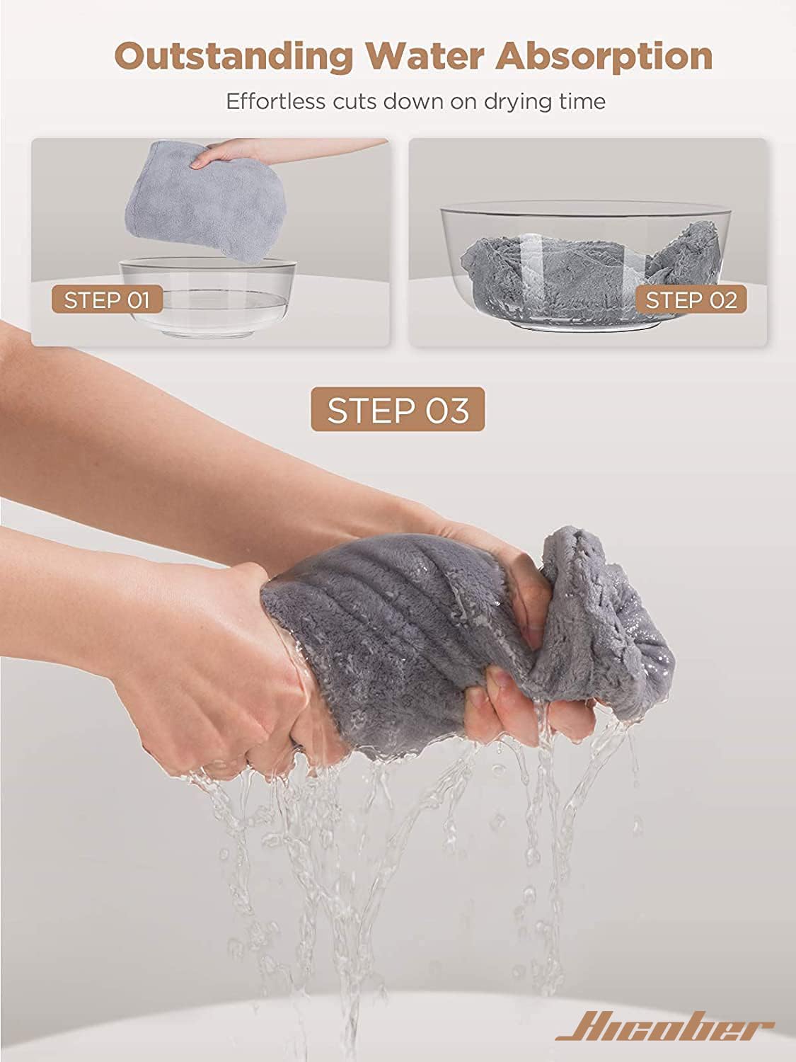 Hicober Microfiber Hair Towel