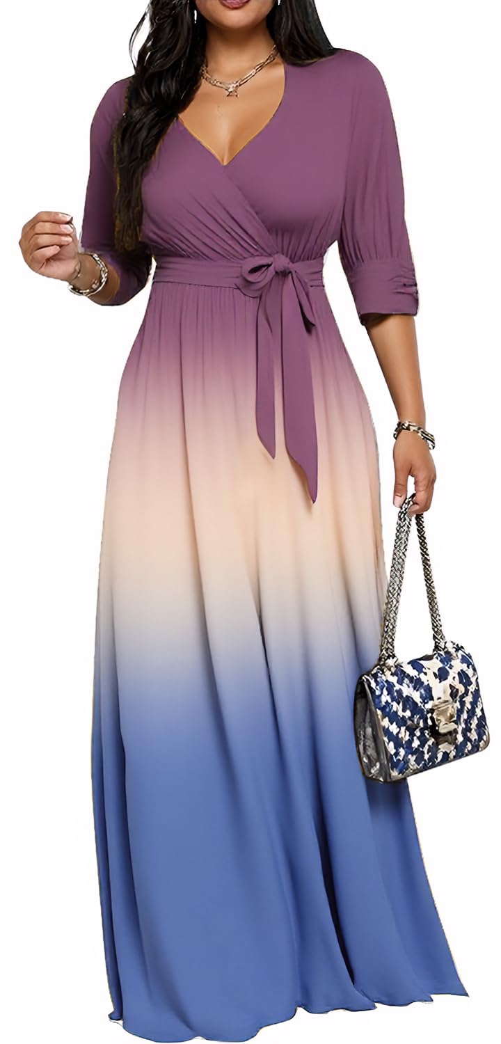 Maxi Dresses for Women Long Dress Casual V-Neck Loose Prom Dresses All Seasons