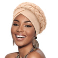 DRESHOW African Women Turban Caps Beanie Twist Headscarf Pre-Tied Double Twisted Braid Hair Cover Wrap Hat Chemo Cancer Cap