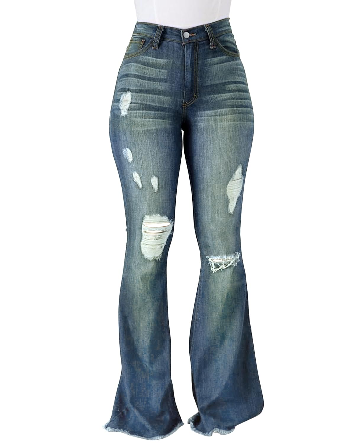 PEIHOT Vintage Bell Bottoms Flare Jeans for Women 90s High Waist Ripped Distressed Wide Leg High Rise Denim Pants
