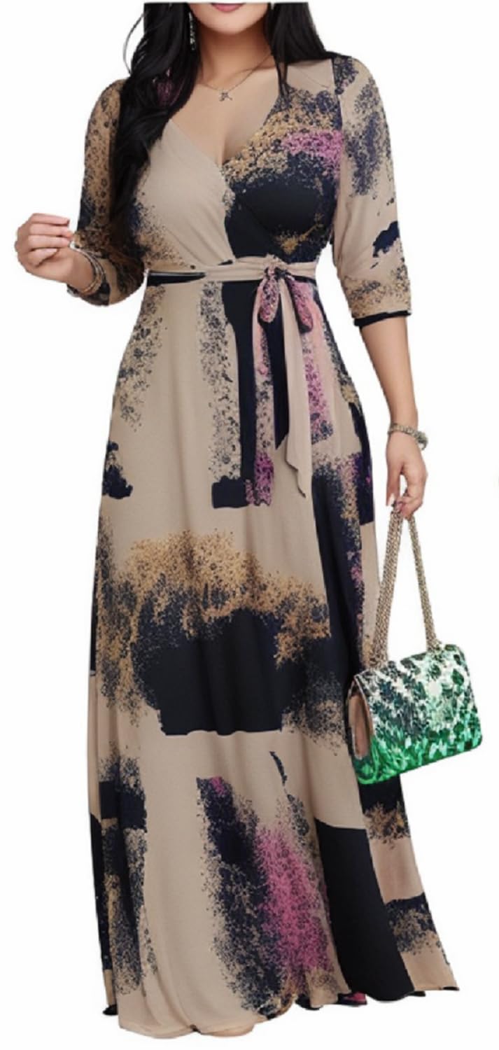 Maxi Dresses for Women Long Dress Casual V-Neck Loose Prom Dresses All Seasons