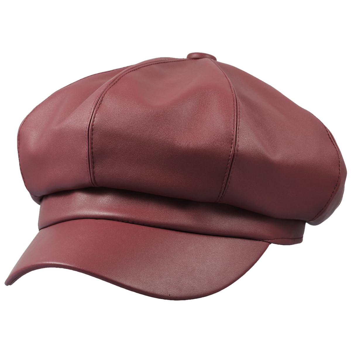 Sportmusies 8 Panels Newsboy Caps for Women, PU Leather Cabbie Painter Hat Gatsby Ivy Beret Cap