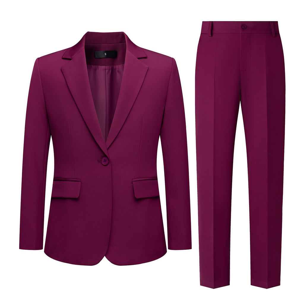 Women's 2 Piece Pant Suit Dressy Business Casual Outfits Notched Collar Blazer Professional Pantsuits Set for Work Office