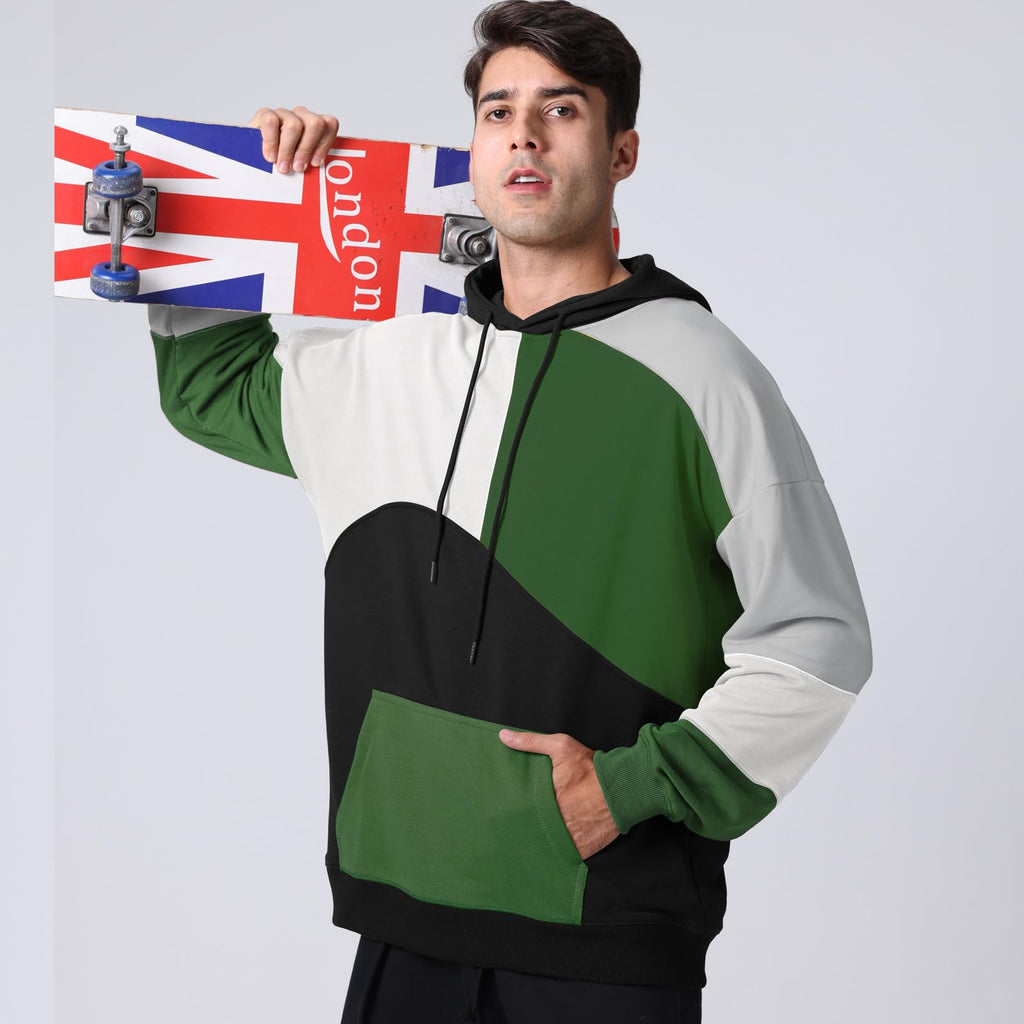 Covisoty Mens Casual Cotton Hoodies Contrast Color Pullover Mens Patchwork Hooded Sweatshirt Casual Long Sleeve