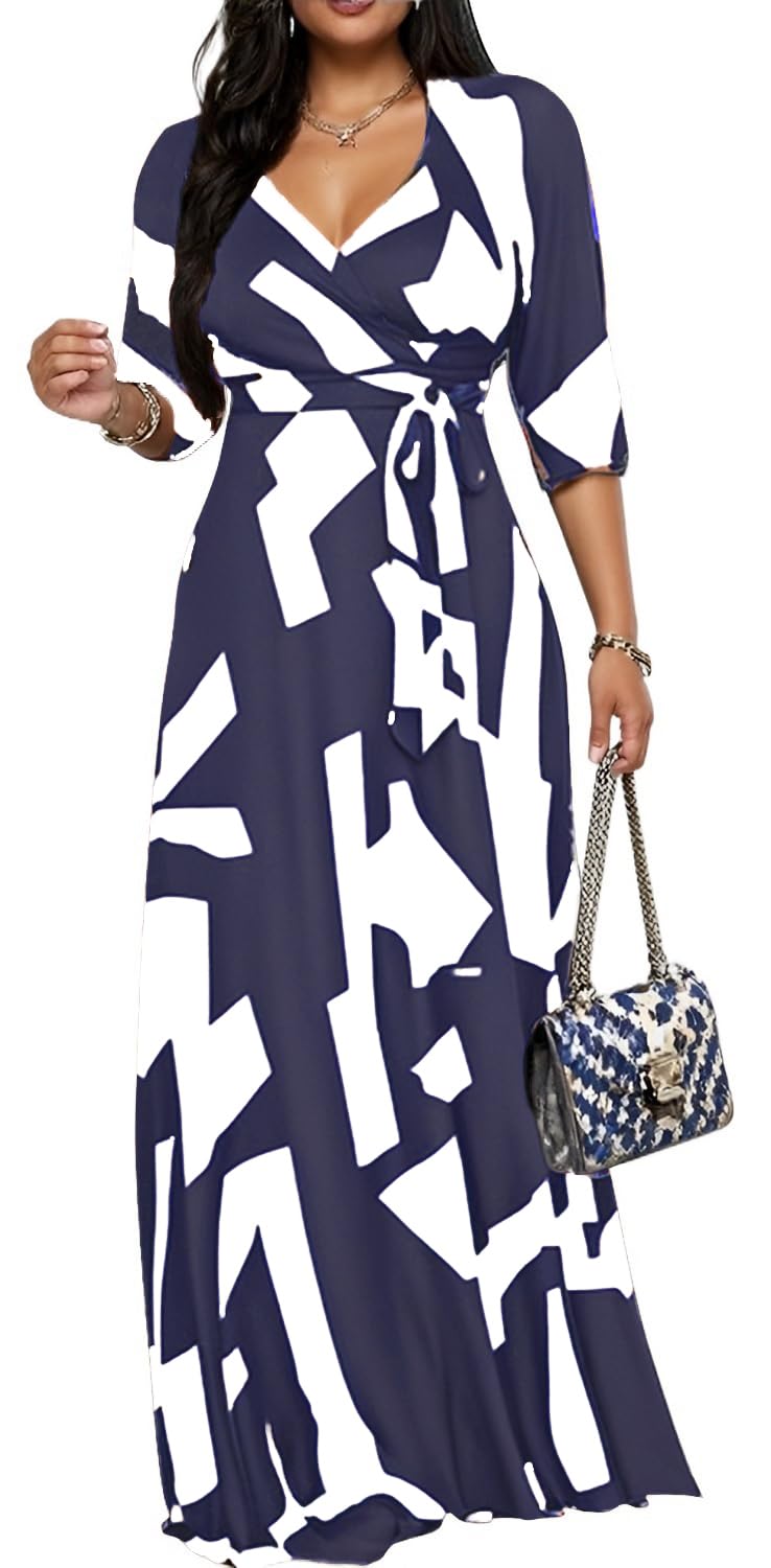 Maxi Dresses for Women Long Dress Casual V-Neck Loose Prom Dresses All Seasons