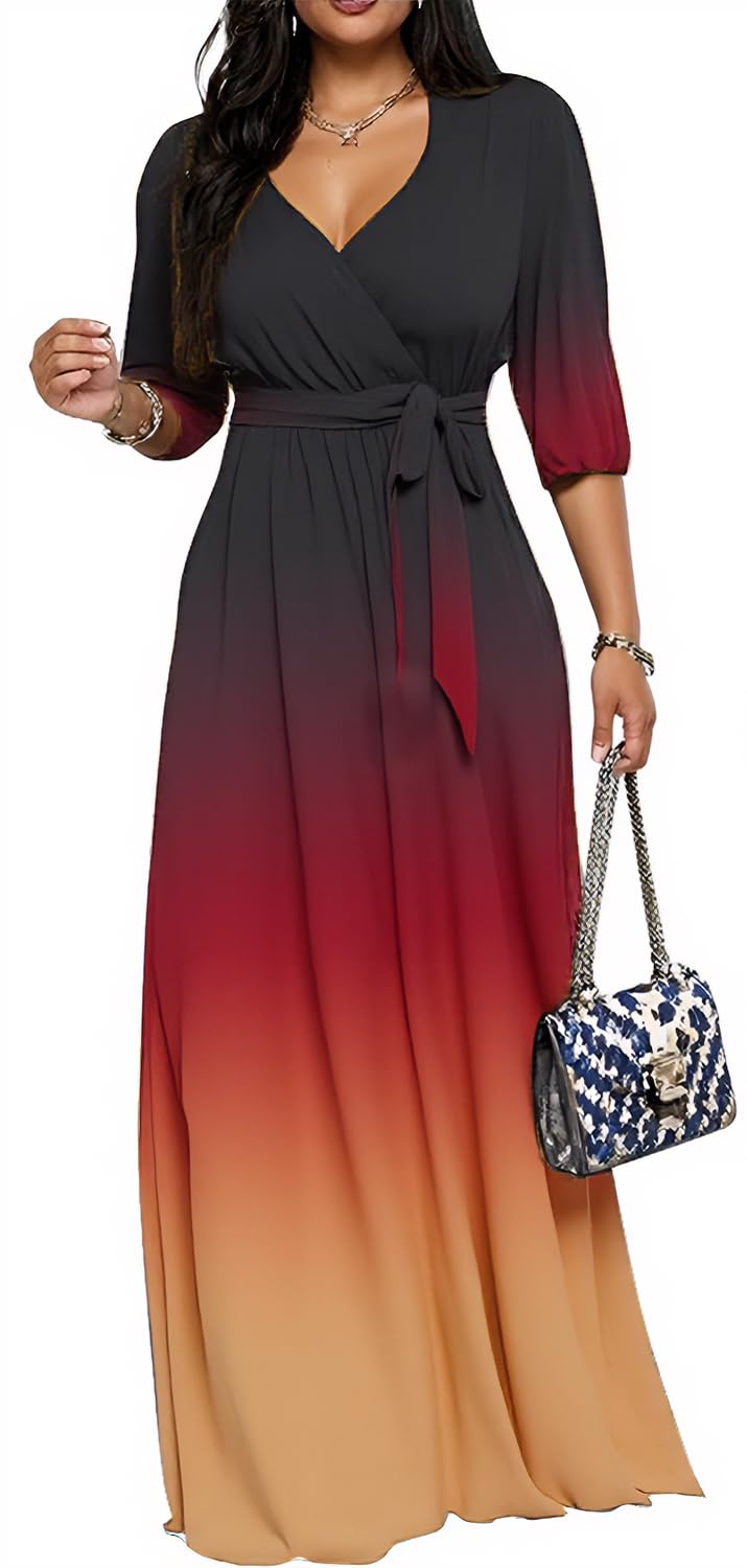 Maxi Dresses for Women Long Dress Casual V-Neck Loose Prom Dresses All Seasons