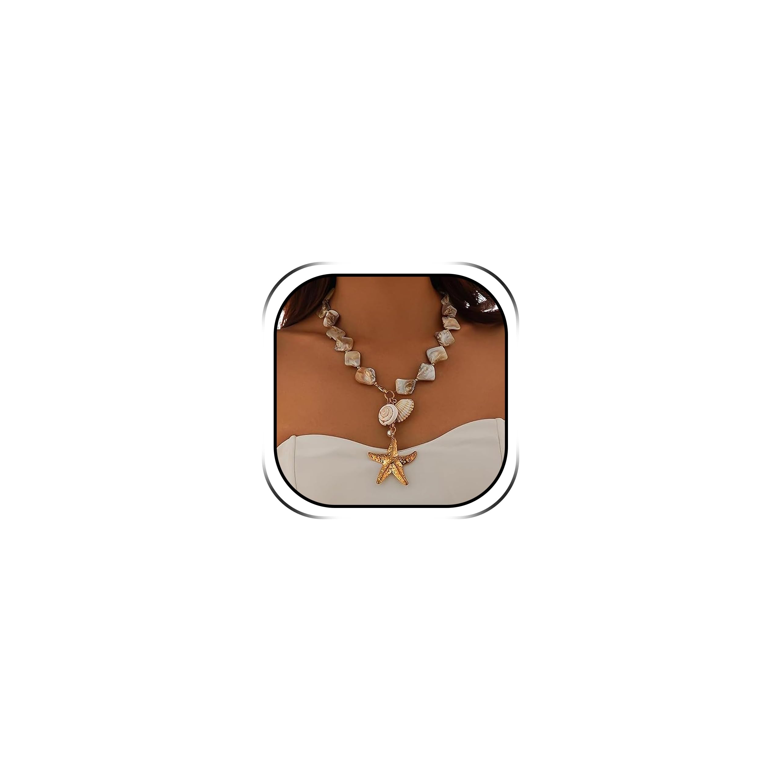YANCHUN Shell Necklace Beach Jewelry for Women Sea Shell Necklace Layered Gold Shell Charm Necklaces Summer Outfits for Women Beach Fashion Accessories