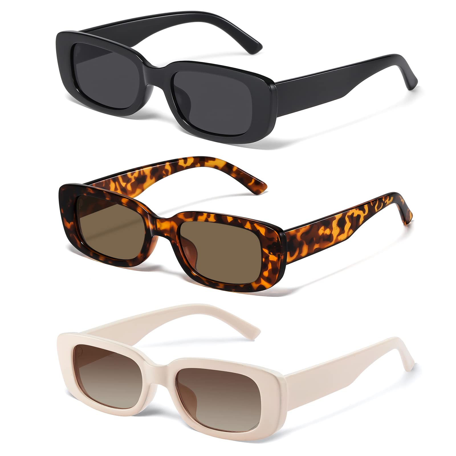 JASPIN Rectangle Sunglasses for Women Men Trendy Y2k Retro 90s Sun Glasses UV Protection Cool Square Frame