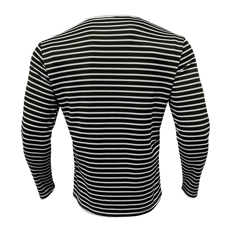 Men's Striped Button Down Shirt Long Sleeve Crewneck Shirts Casual Basic Pullover Fall Winter Tops for Men