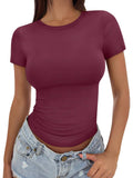 Trendy Queen Womens Basic T Shirts - Stretchy Soft Slim Fit Short Sleeve Y2k Cute Summer Crop Workout Tops