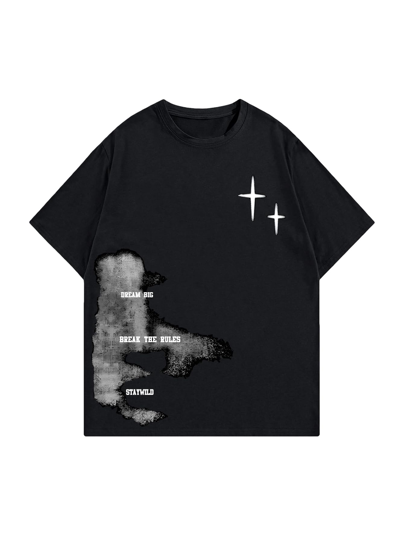 BEAUDRM Men's Plus Size Graphic Print Round Neck Tee Short Sleeve Regular Fit Pullover T Shirt Streetwear