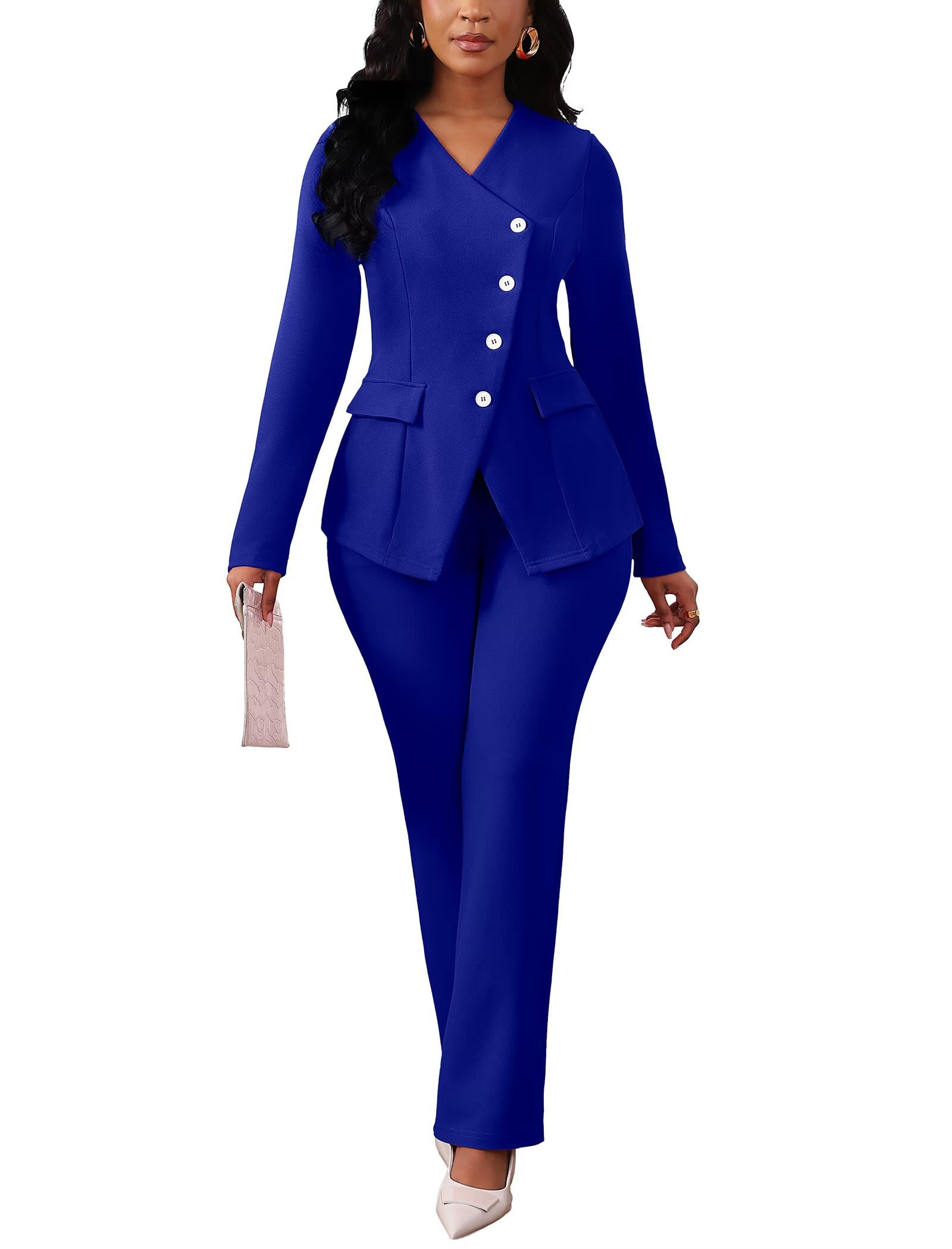 Mintsnow Pant Suits for Women Dressy Long Sleeve Blazer Jackets and High Waisted Wide Leg Pants Sets 2 Piece Work Outfit 2026