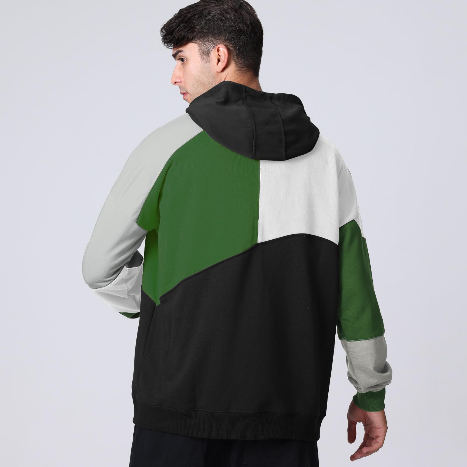 Covisoty Mens Casual Cotton Hoodies Contrast Color Pullover Mens Patchwork Hooded Sweatshirt Casual Long Sleeve