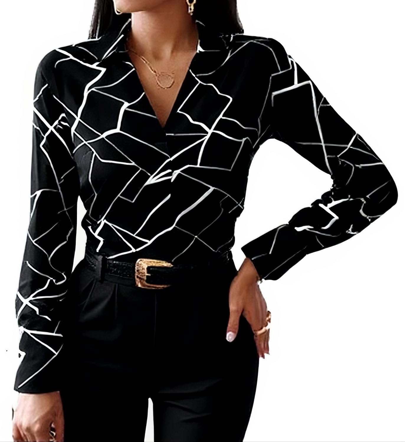 Blouses for Women Dressy Casual Colorful Long Sleeve Shirt Floral Print Tops Loose Collar Sexy T-Shirts Fashion 2023
