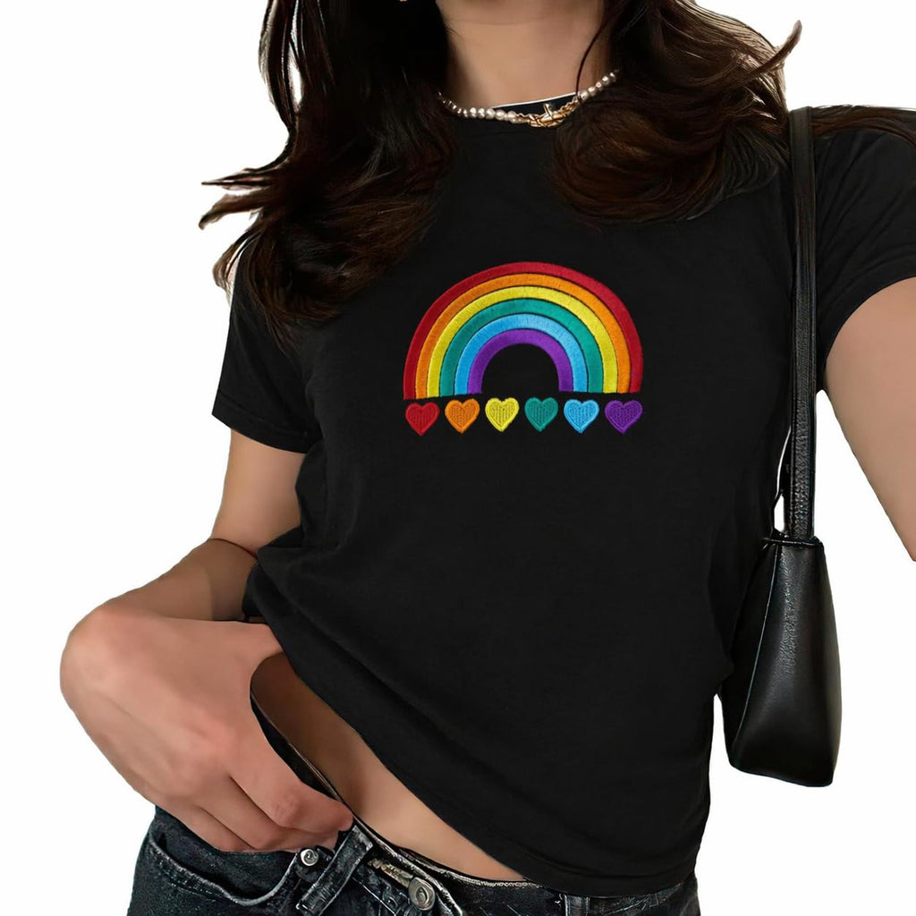 ASTANFY Rainbow Shirt Womens Pride Shirts Equality Love is Love Tshirt LGBT Cropped Tops Summer
