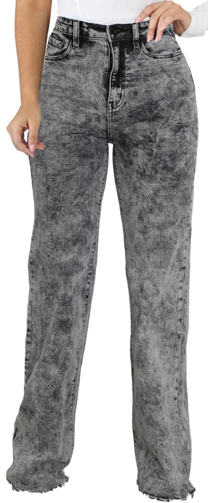 CuteCherry Women Baggy Ripped Jeans Destroyed Wide Leg Retro Denim Pants