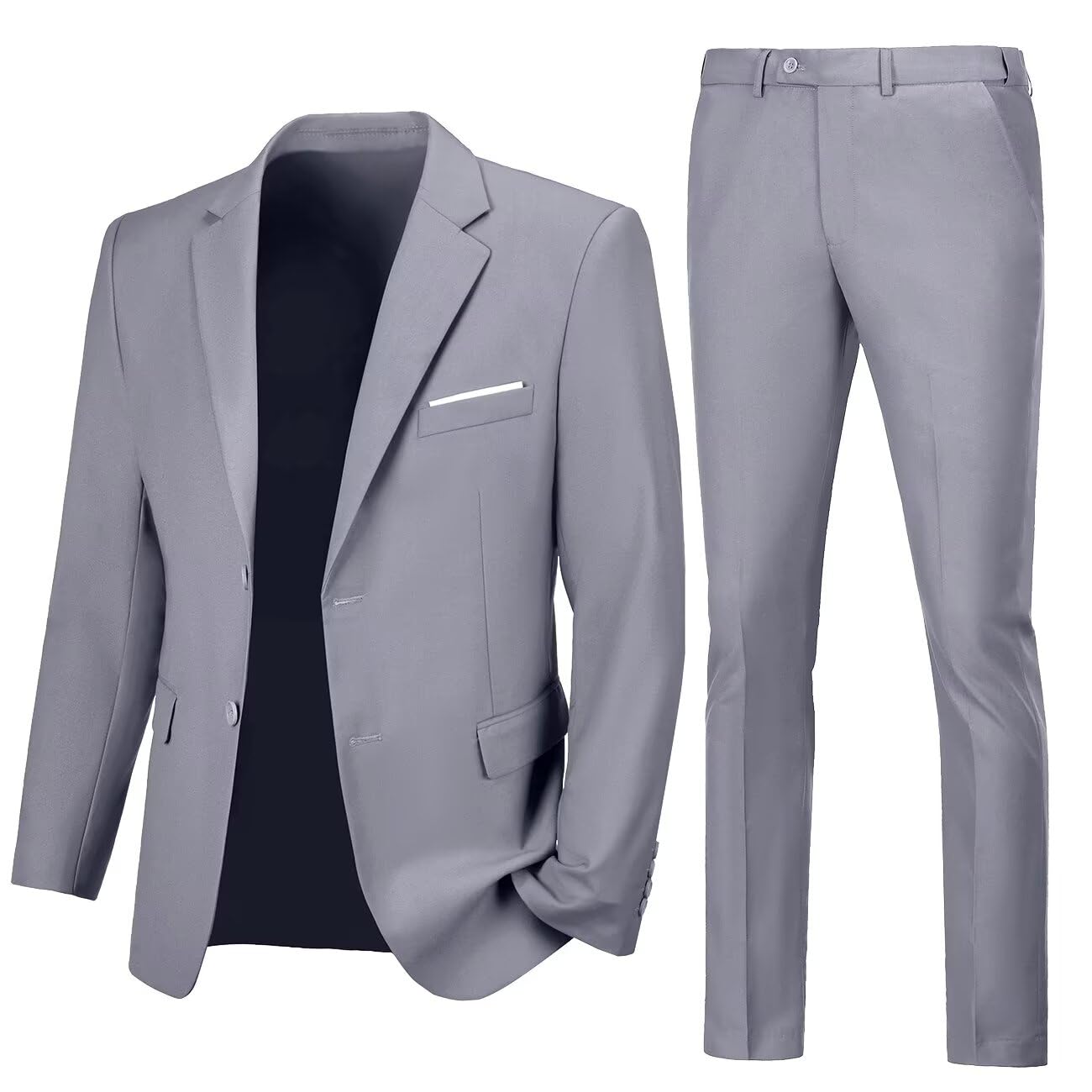 Lynerun Mens 2 Piece Slim Fit Suit Two Button Formal Solid Suit Jacket Pants Set Wedding Work Prom Tuxedo Men