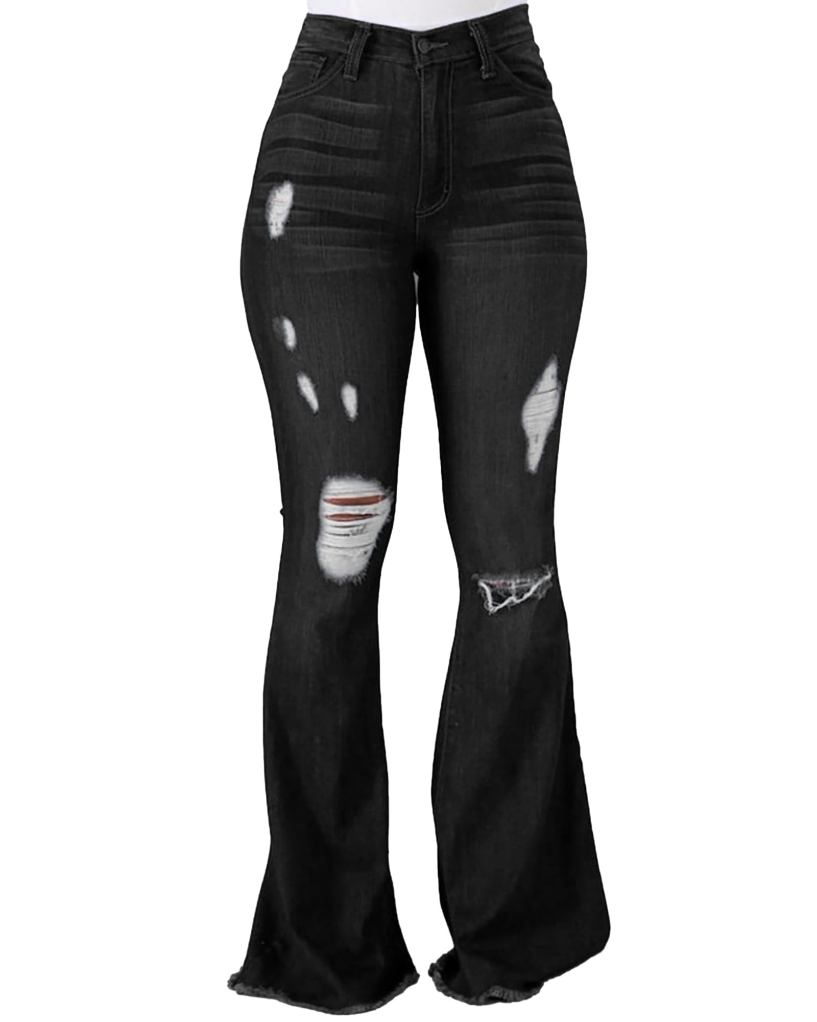 PEIHOT Vintage Bell Bottoms Flare Jeans for Women 90s High Waist Ripped Distressed Wide Leg High Rise Denim Pants