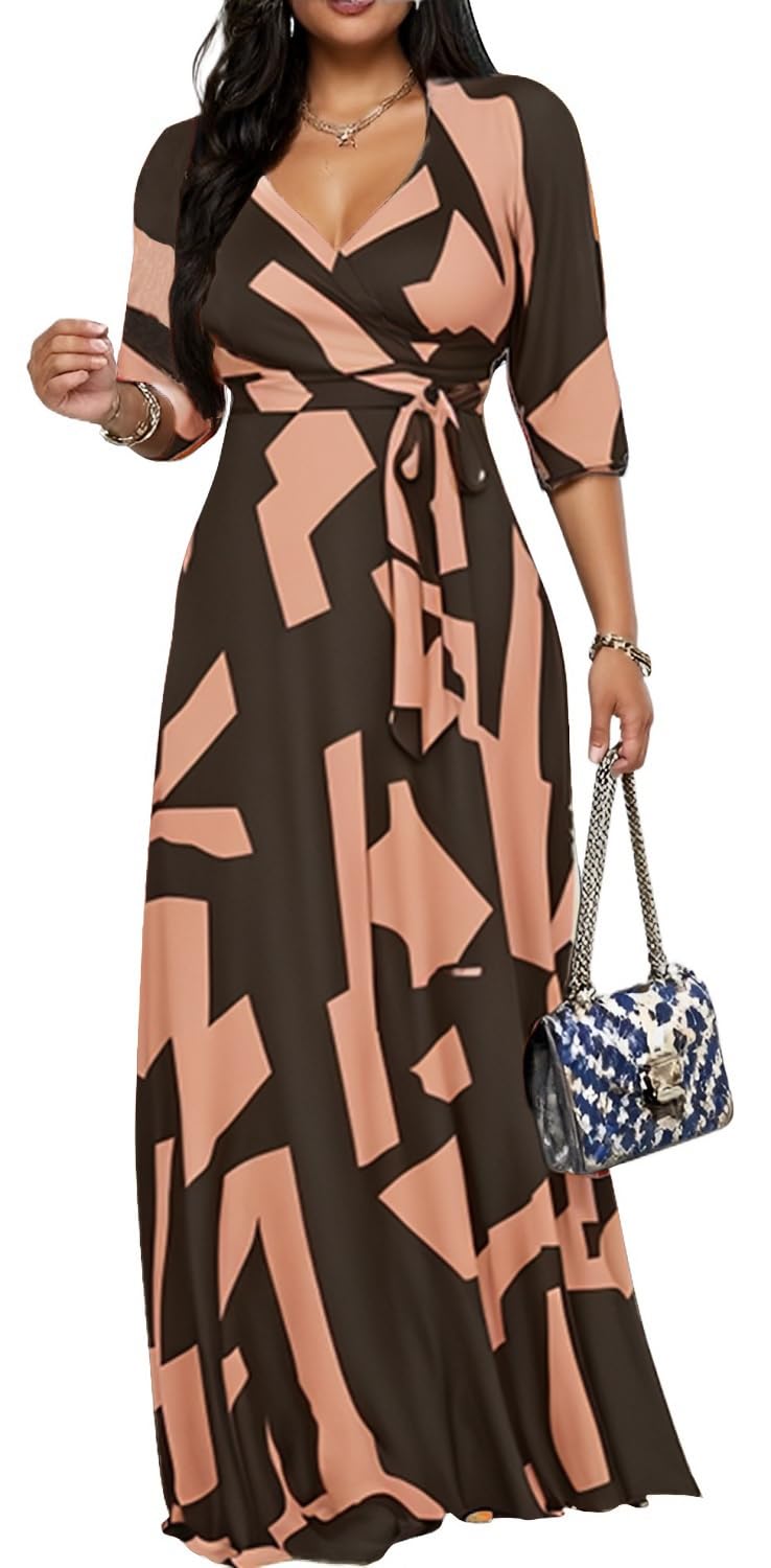 Maxi Dresses for Women Long Dress Casual V-Neck Loose Prom Dresses All Seasons