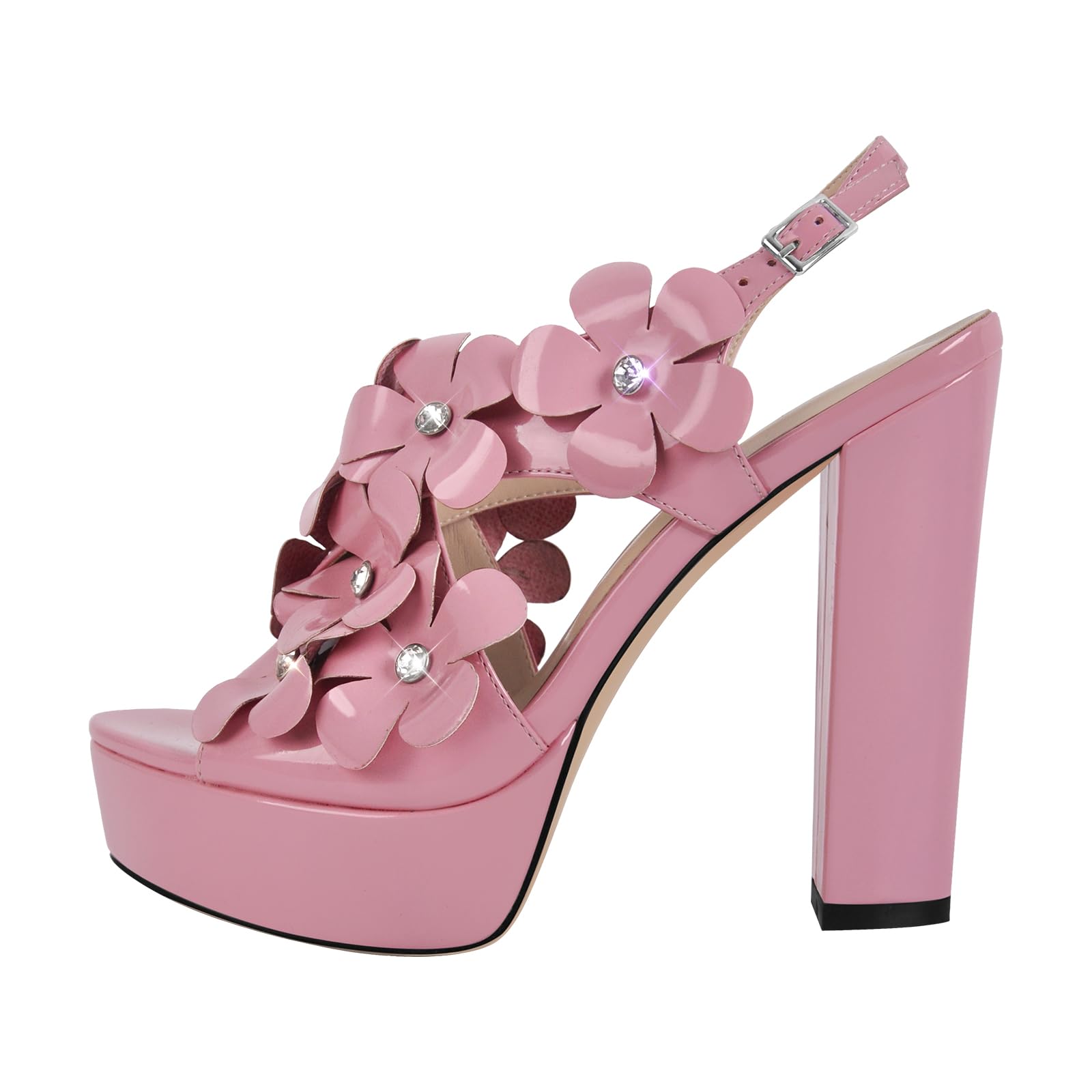 onlymakerheels Platform Stiletto High Heels for Women, Round Open Toe Ankle Strap Sexy Heeled Sandals for Wedding Party Dress