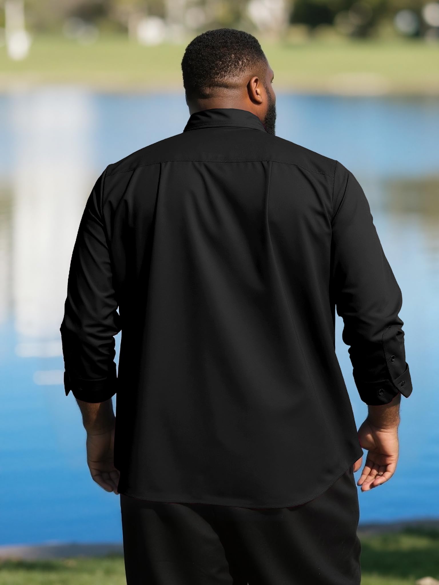 Yuyapu Big and Tall Shirts for Men, Long Sleeve Casual Dress Shirts Button Down with Pocket for Business,Travel,Daily Wear