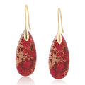 Sriomu Natural Healing Stone Fishhoop Dangle Drop Earrings Statement Gold silver earrings