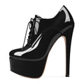SAMMITOP Women's Round Toe Lace Up Ankle Boots Platform High Heel Pumps Party Dress Shoes