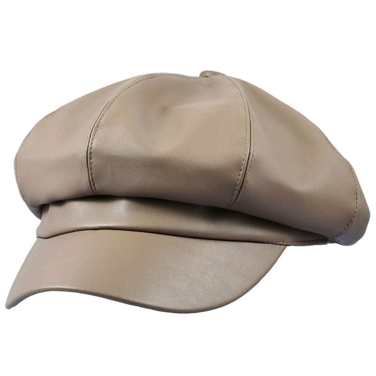 Sportmusies 8 Panels Newsboy Caps for Women, PU Leather Cabbie Painter Hat Gatsby Ivy Beret Cap