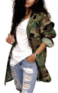 Sexy Camouflage Jacket for Women Army Fatigue Long Cargo Jackets Trench Coat Plus Size
