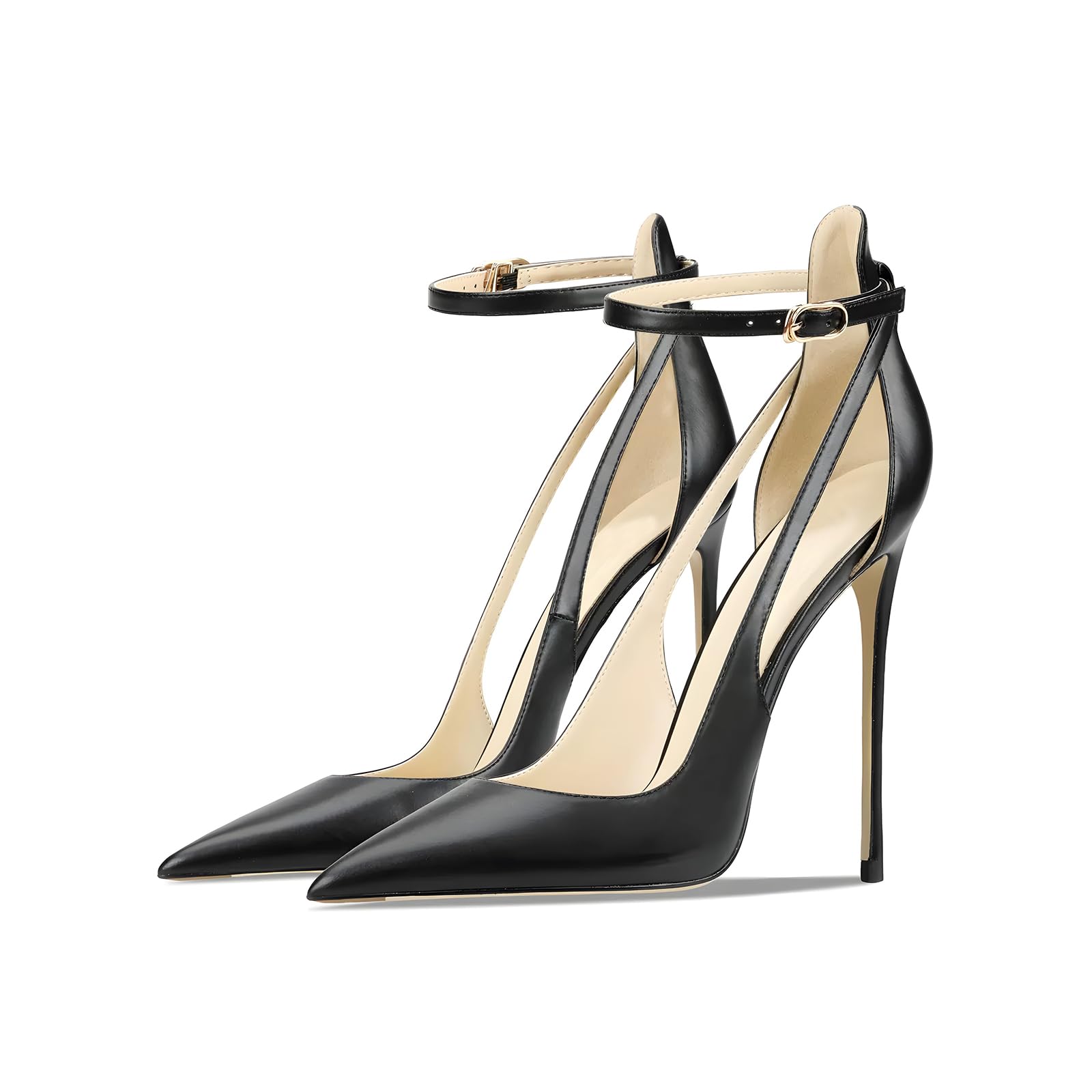 Qunvngutui Women's Pointed-Toe Bag-Toe Strappy High-Heeled Shoes Sexy Stiletto Pumps