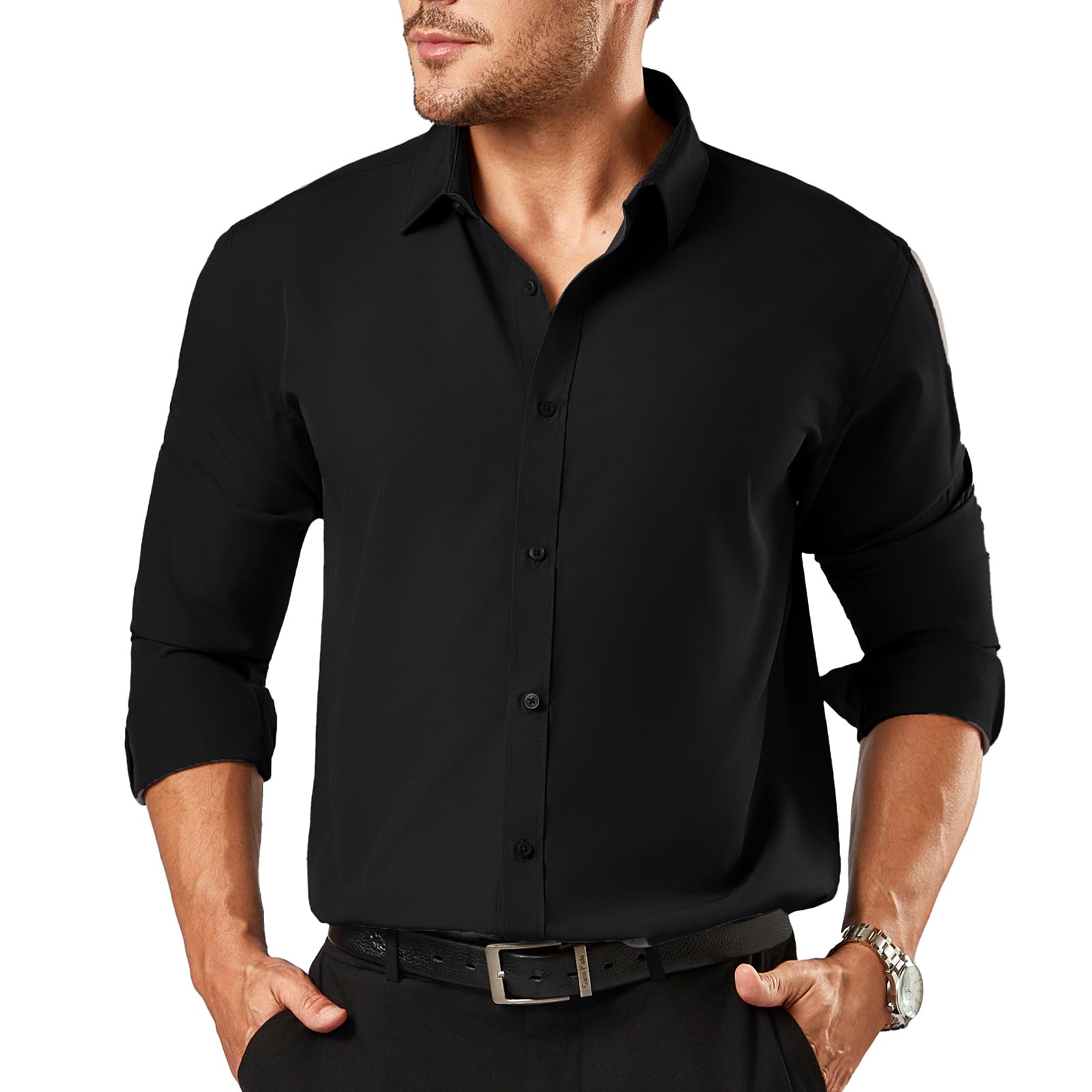 BEFRIED Dress Shirts for Men Big and Tall(XL Big-6XL Big Tall) Button Down Long Sleeve Tuxedo Business Casual Collared Shirt