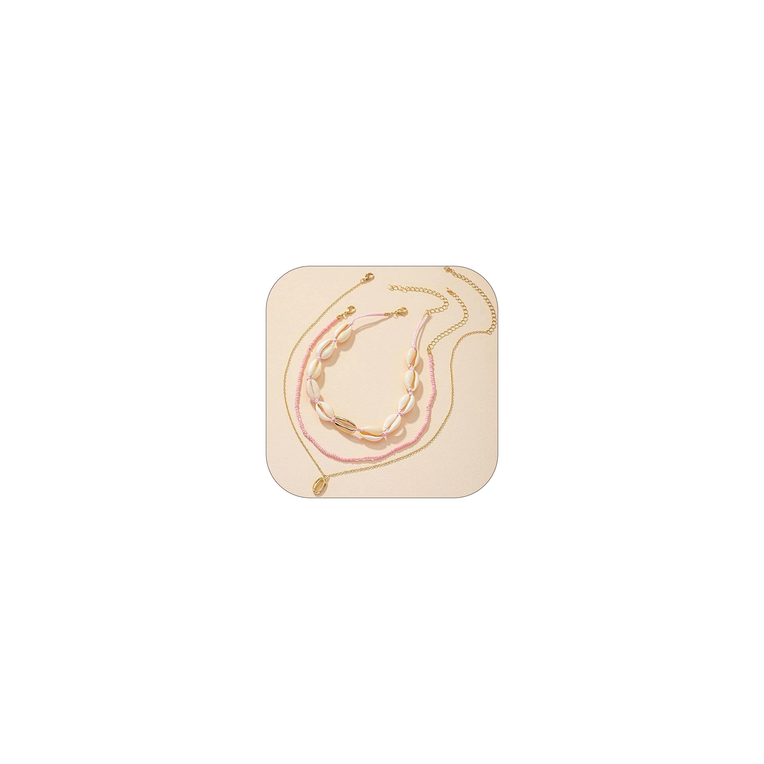 YANCHUN Shell Necklace Beach Jewelry for Women Sea Shell Necklace Layered Gold Shell Charm Necklaces Summer Outfits for Women Beach Fashion Accessories