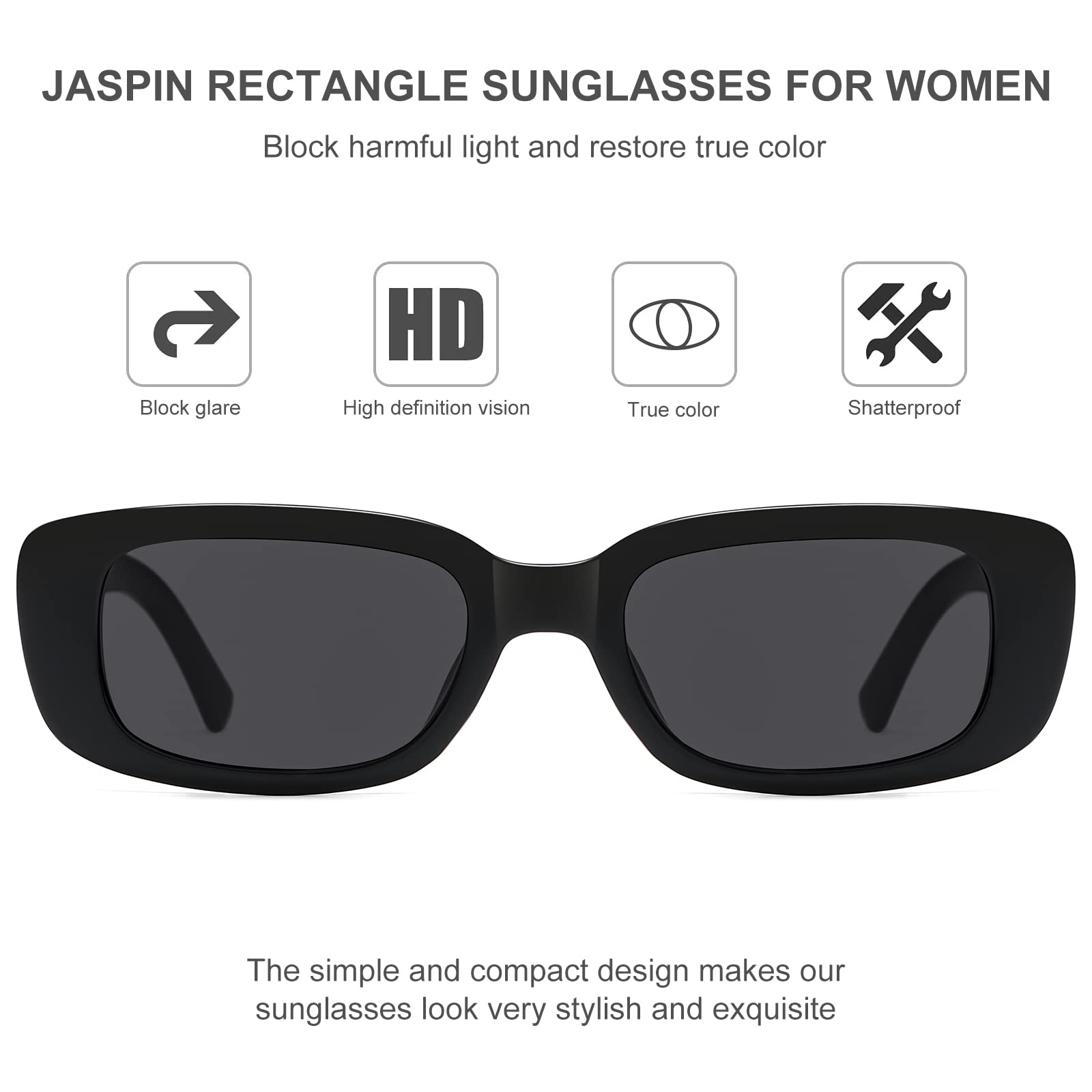 JASPIN Rectangle Sunglasses for Women Men Trendy Y2k Retro 90s Sun Glasses UV Protection Cool Square Frame