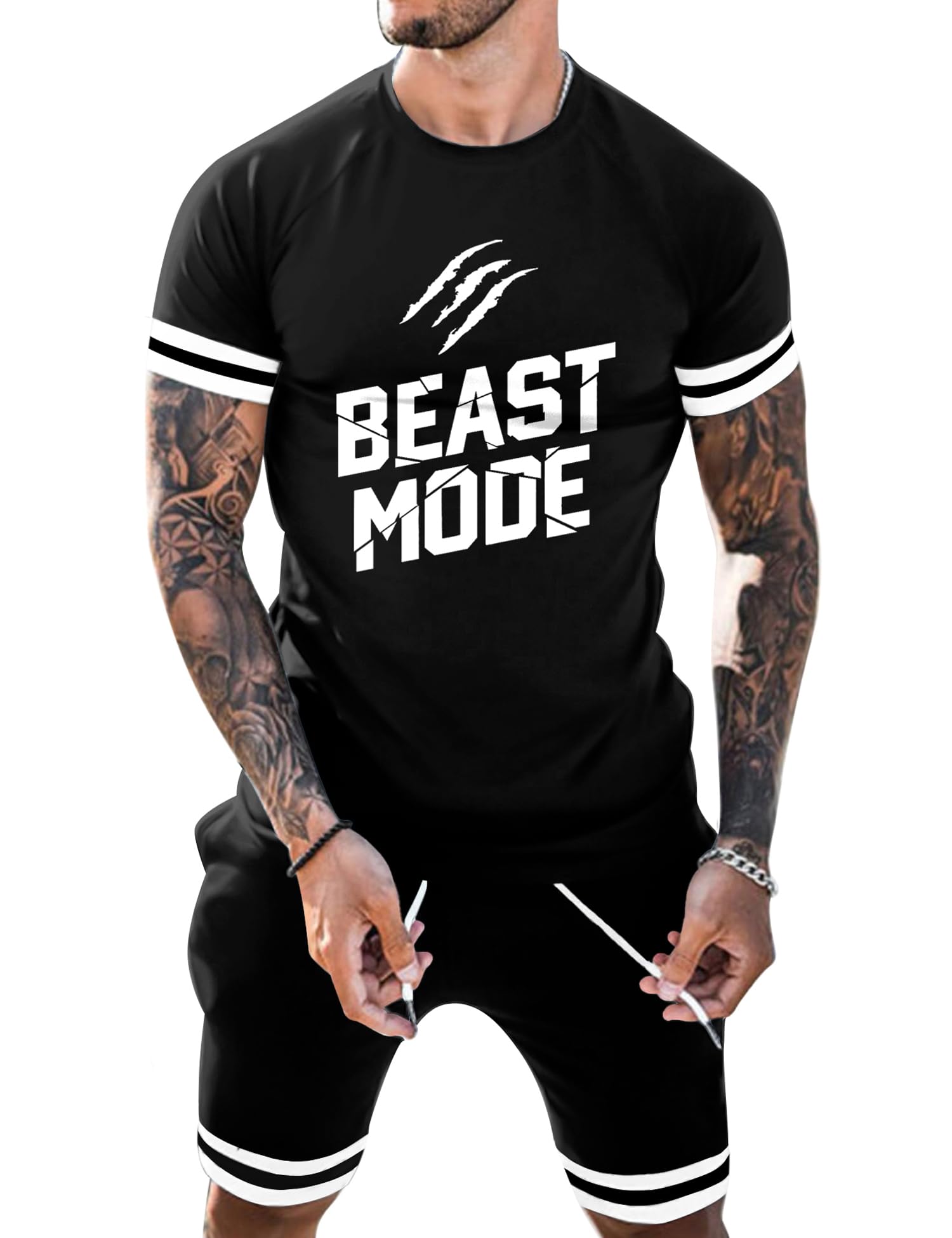 Babioboa Mens Short Sets 2 Piece Outfits Fashion Summer Tracksuit Casual Shirt Shorts Slim Fit Athletic Sports Sweatsuit