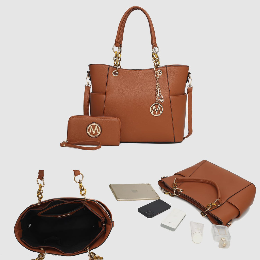 MKF Collection Tote Bag for Women, Handbag Set with Wallet-Top-Handle Bag Vegan Leather Purse by Mia K