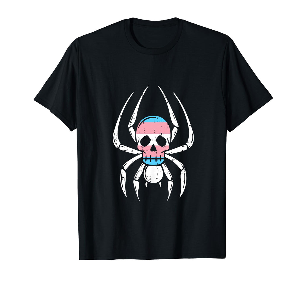 Skull Spider Transgender Lgbt Q Rainbow T-Shirt - Graphic Print Unisex