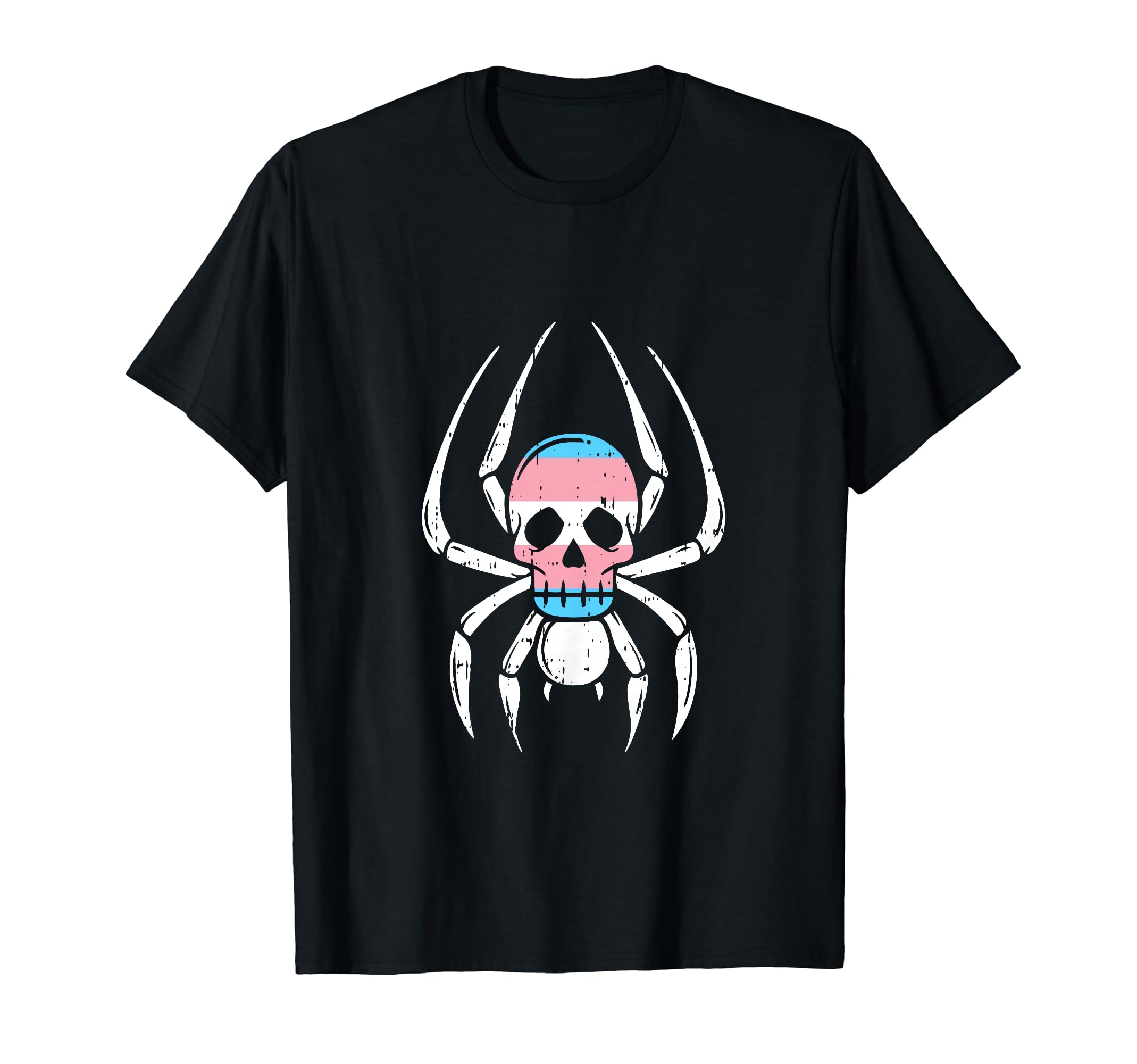 Skull Spider Transgender Lgbt Q Rainbow T-Shirt - Graphic Print Unisex